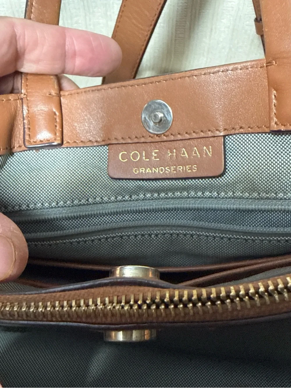Cole Haan Leather Bucket Bag Grand Series (British Tan Color) Grand Series